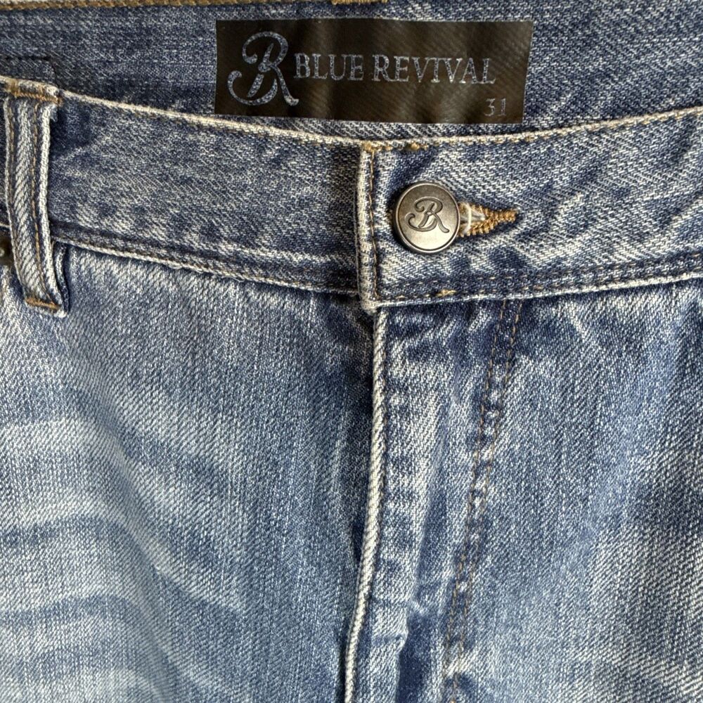 Blue Revival Jeans 31 Punk Goth Chain Distressed Grunge Street Wear Festival - Picture 4 of 11